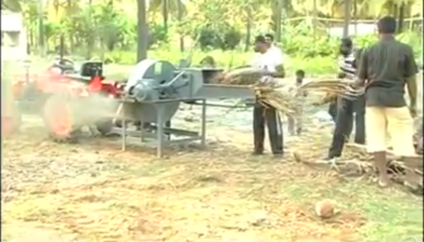 Chaff cutter in use on a farm